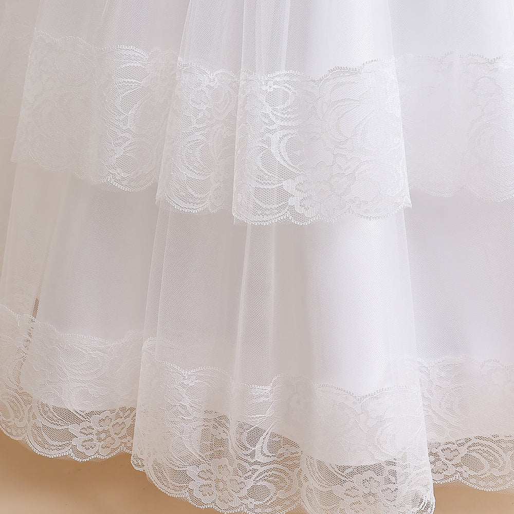Girls White Self Design Maxi Dress