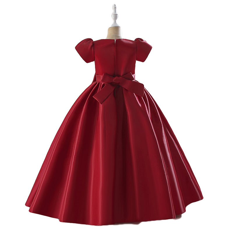 Maroon Embellished Bow Detail Maxi Gown Dress