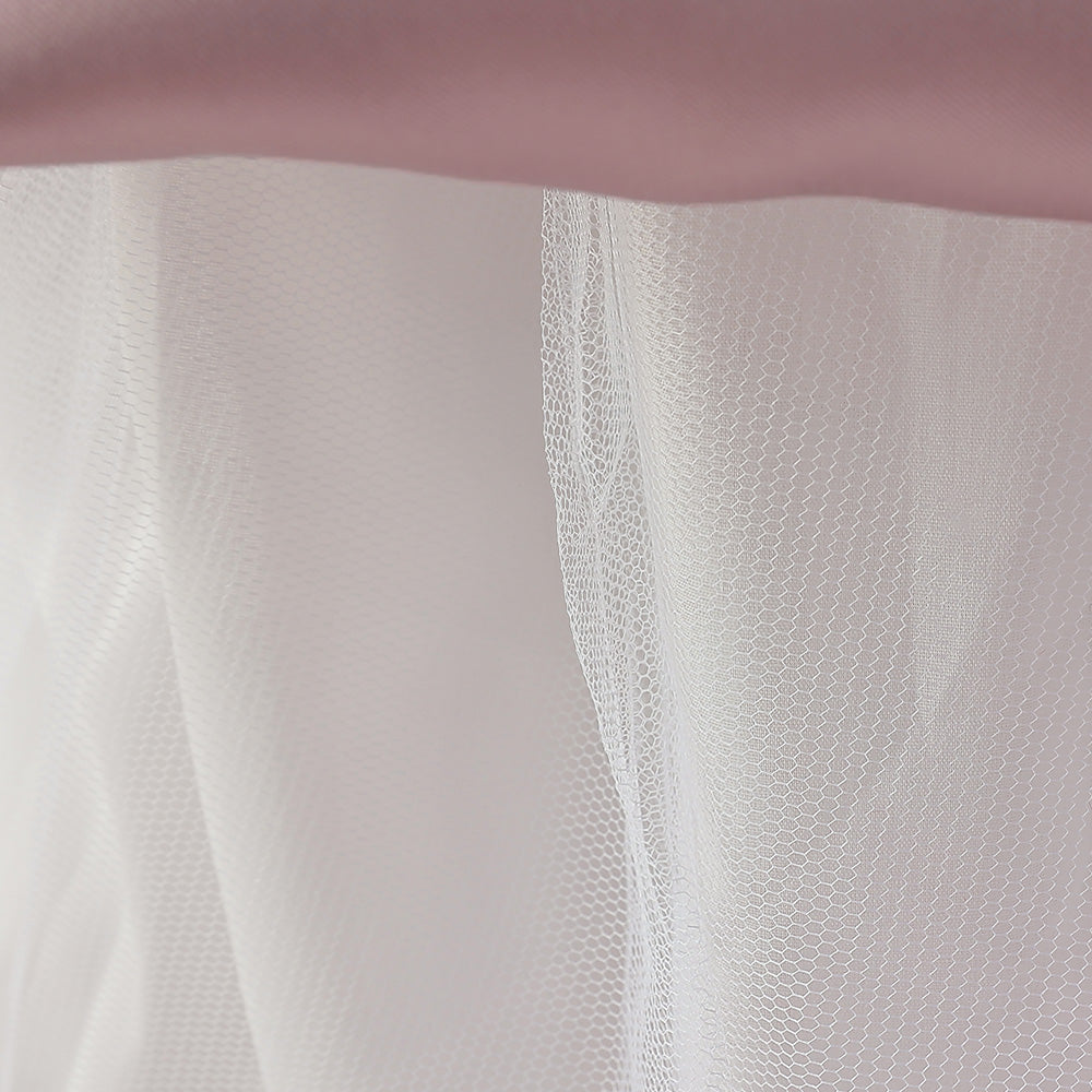 Pink Girls Puff Sleeves Beads & Bow Gown Maxi Dress