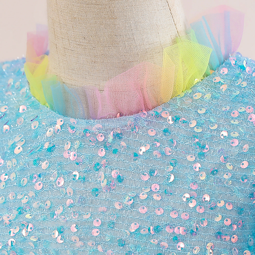 Girls Blue Embellished Fit & Flare Maxi Dress