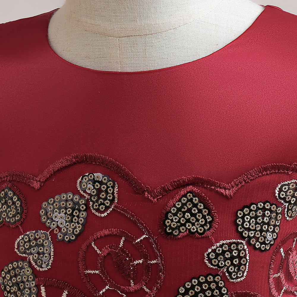 Maroon & persian plum Embellished Embroidered Ruffled Maxi Dress