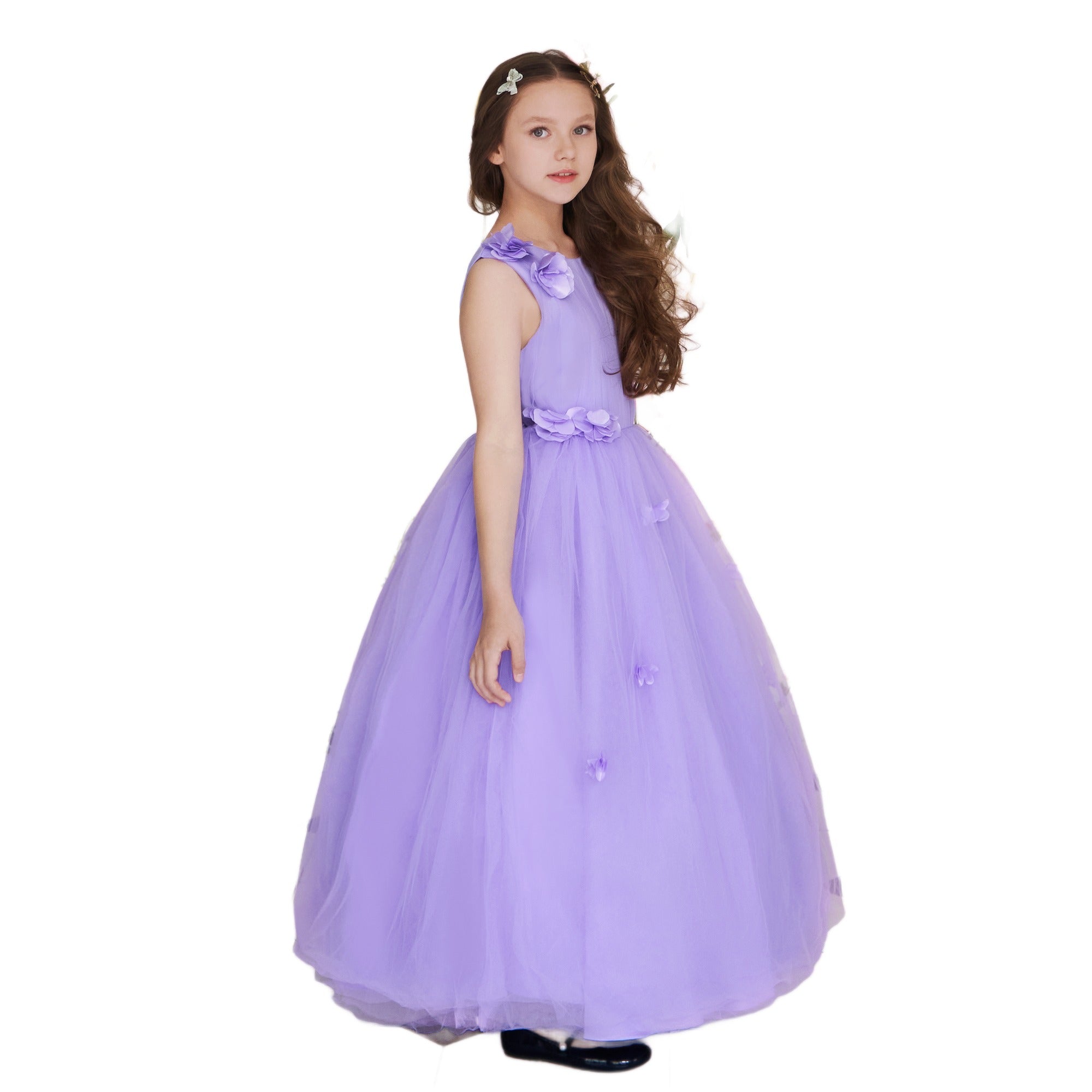 Girls Purple Embellished Semi Sheer Maxi Dress