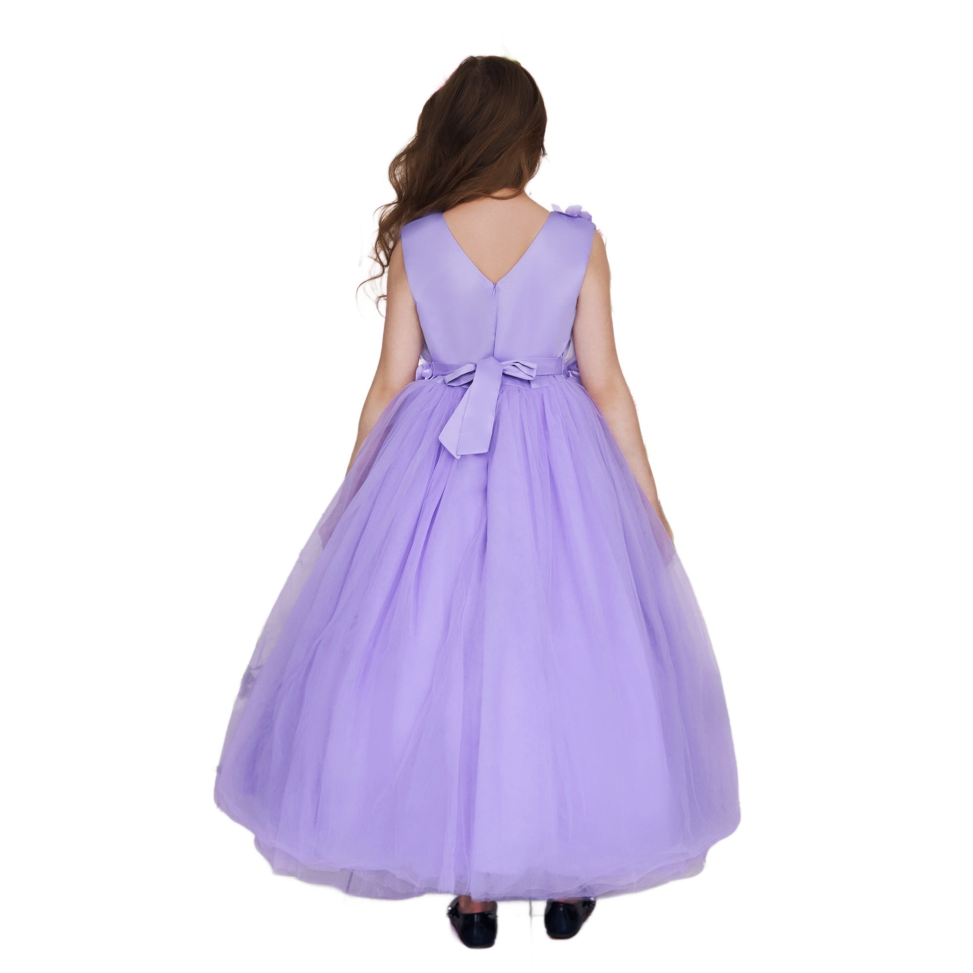 Girls Purple Embellished Semi Sheer Maxi Dress