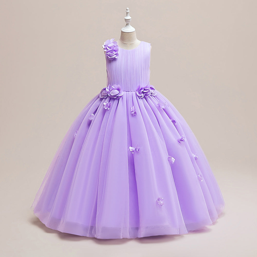 Girls Purple Embellished Semi Sheer Maxi Dress