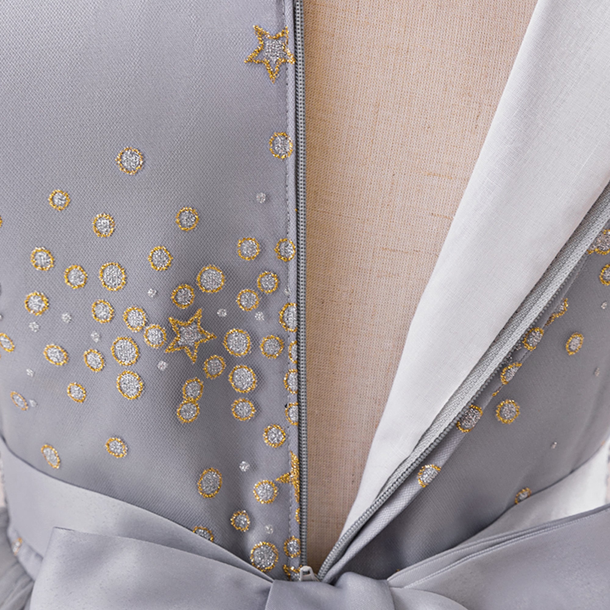 Girls Embellished Puff Sleeve Gown Maxi Dress