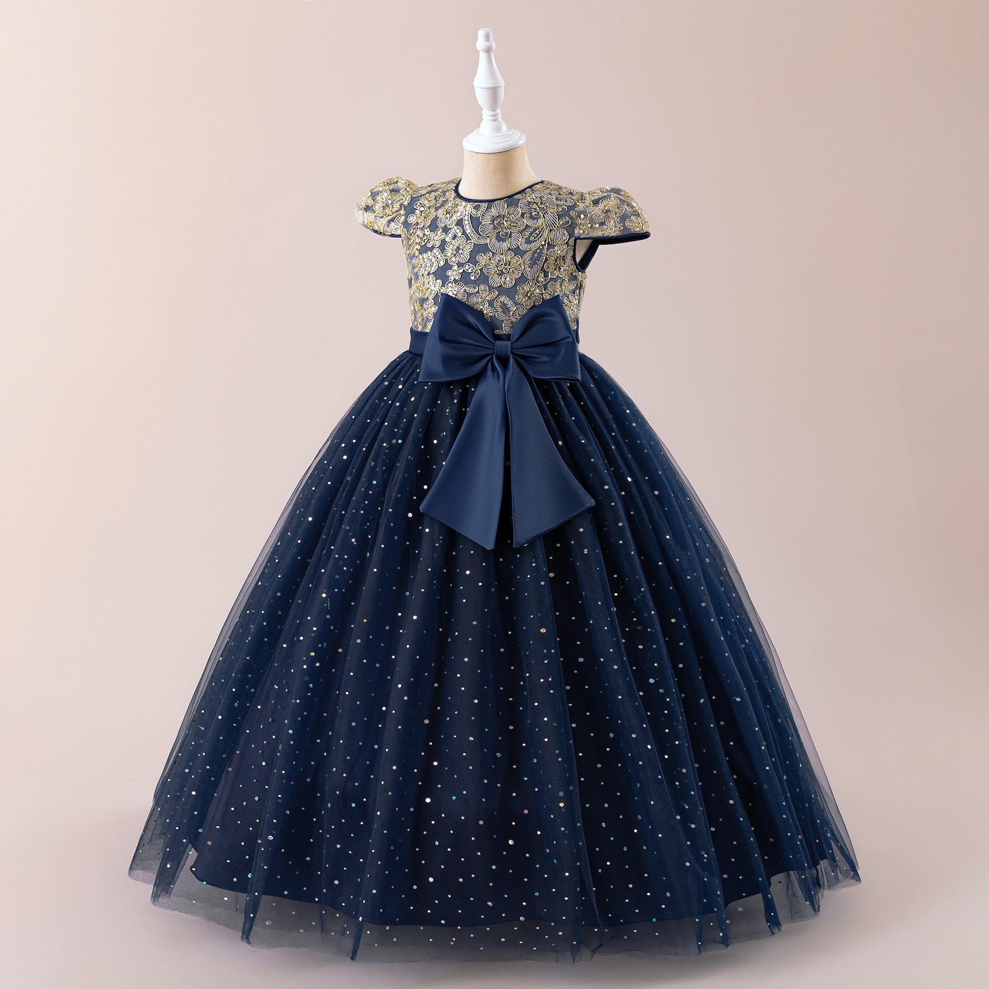 Girls Embellished Applique Maxi Dress