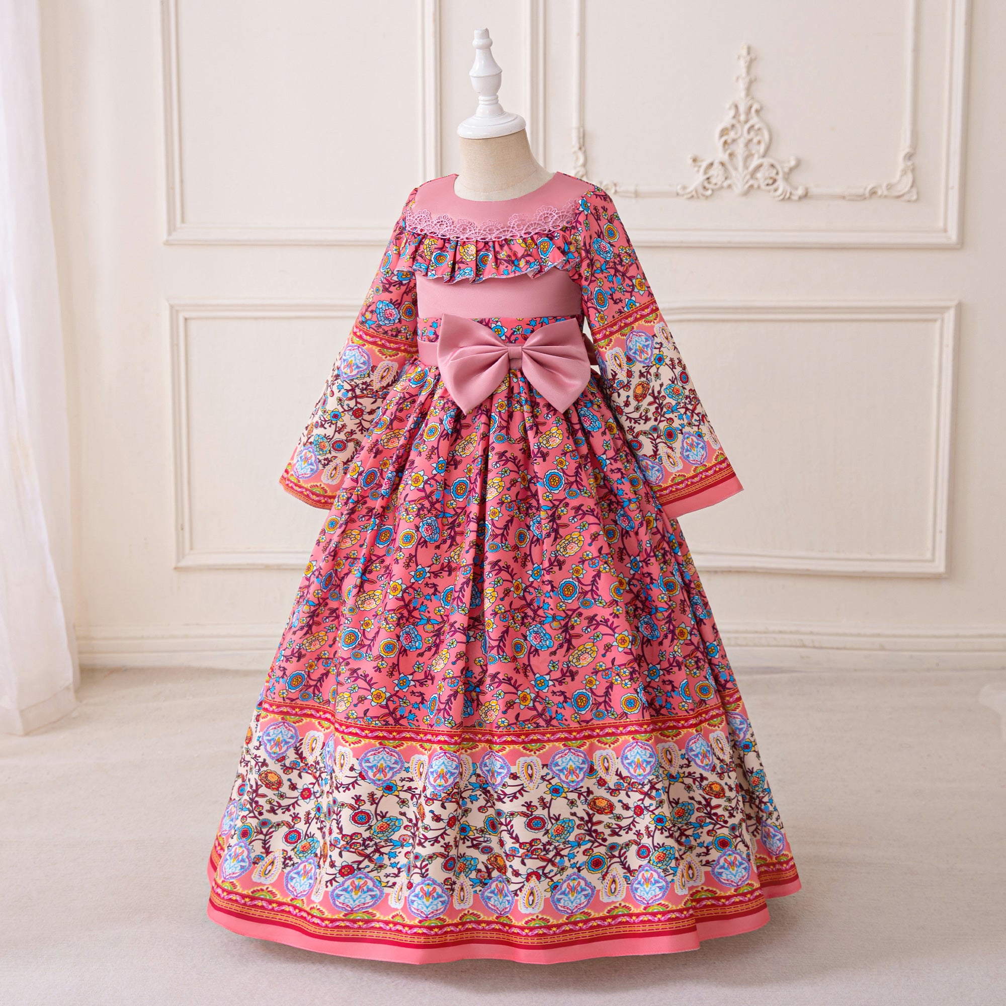 Girls Ethnic Motifs Print Maxi Dress