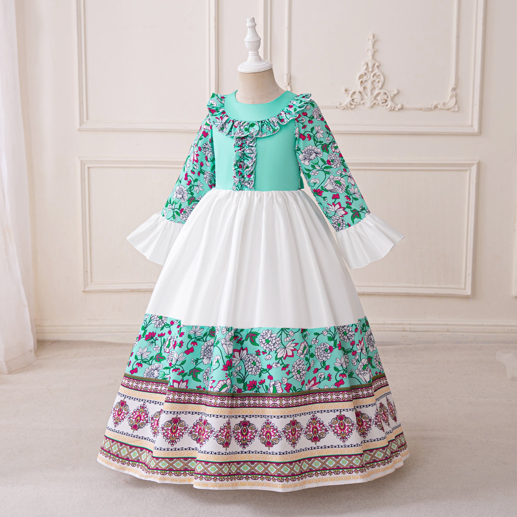 Girls Ethnic Motifs Printed Fit & Flare Dress