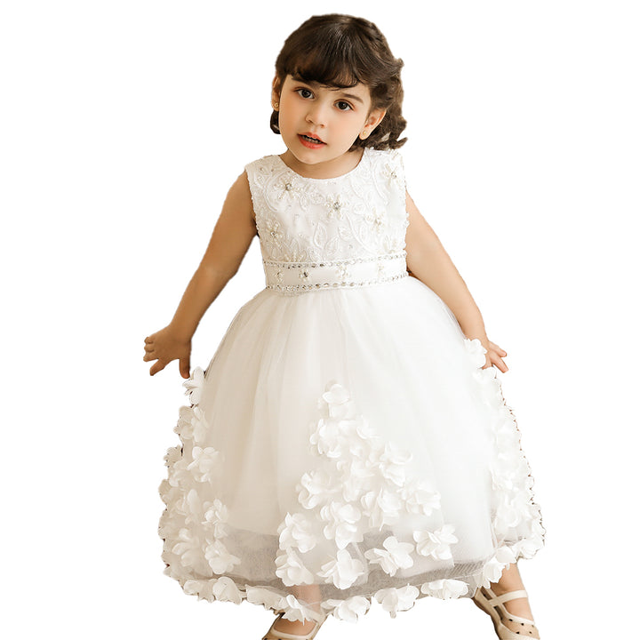 White Self Design Flared Fit & Flare Maxi Dress