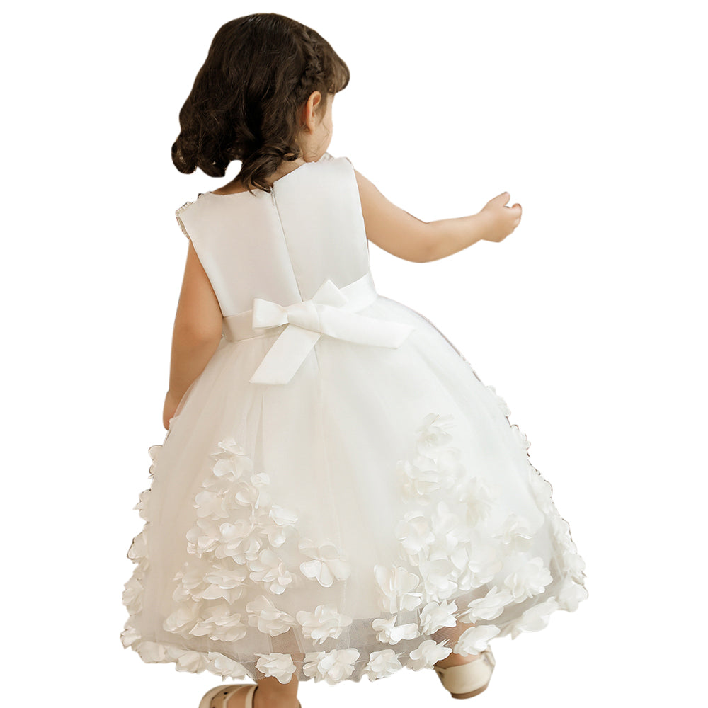 White Self Design Flared Fit & Flare Maxi Dress