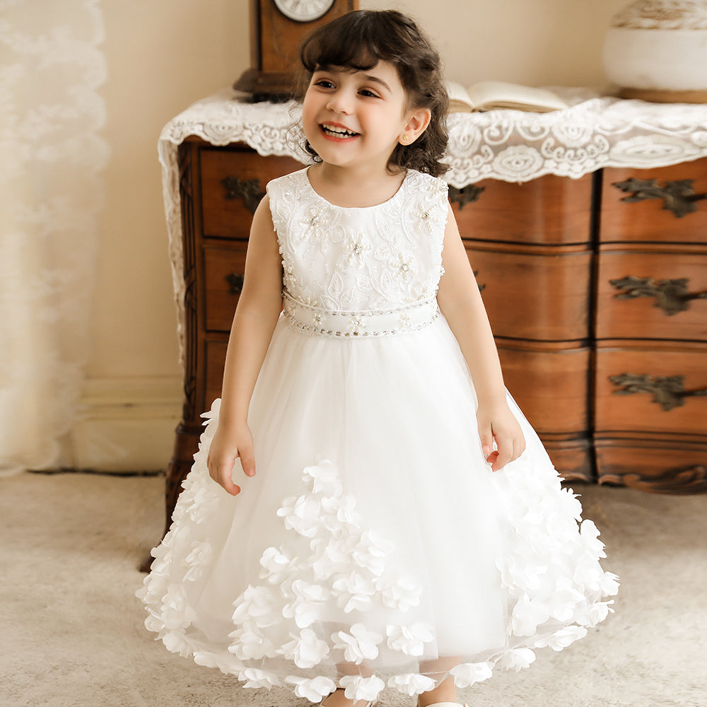 White Self Design Flared Fit & Flare Maxi Dress