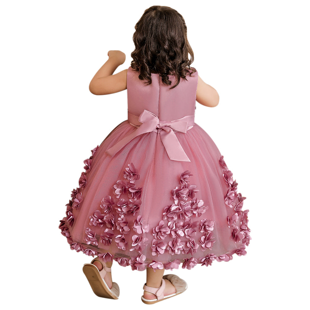 Fuchsia & desert rose Embellished Embroidered Applique Fit & Flare Maxi Dress