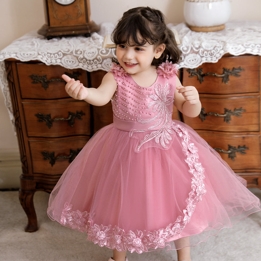 Fuchsia Self Design Flared Fit & Flare Dress