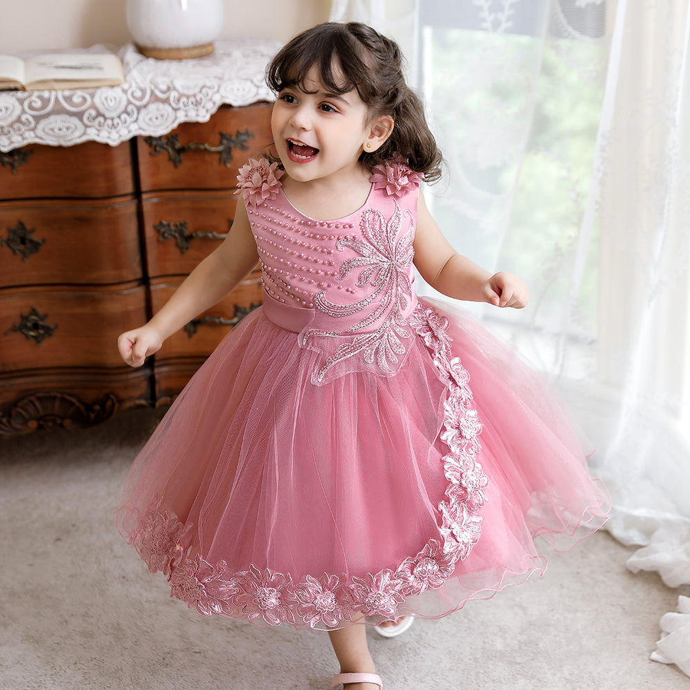 Fuchsia Self Design Flared Fit & Flare Dress