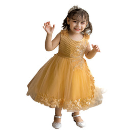 Yellow Floral Fit & Flare Maxi Balloon Dress