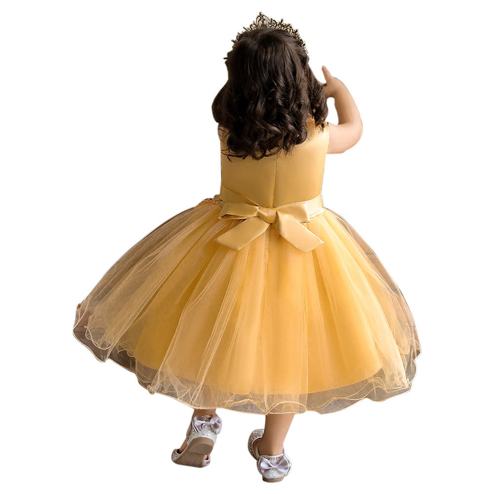 Yellow Floral Fit & Flare Maxi Balloon Dress