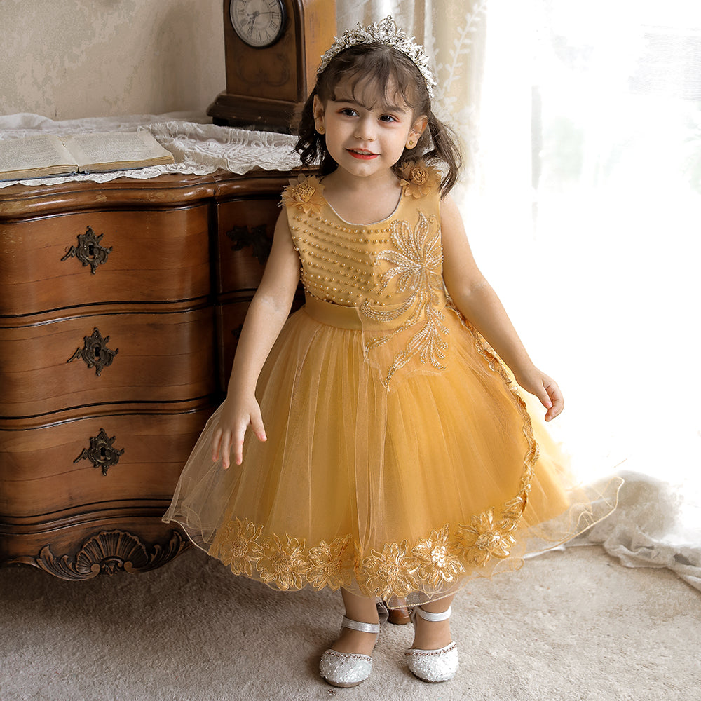 Yellow Floral Fit & Flare Maxi Balloon Dress