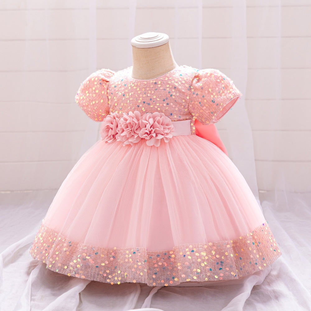 Girls Embellished Net Balloon Dress