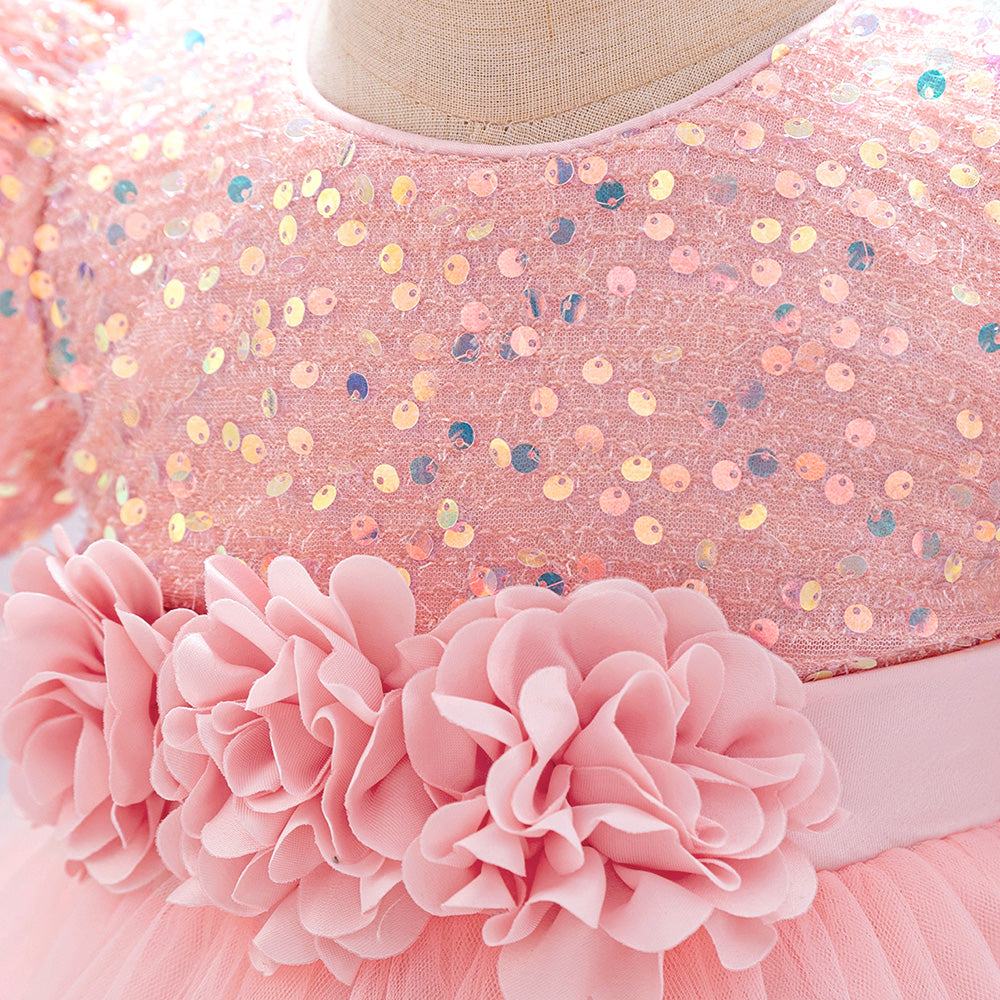 Girls Embellished Net Balloon Dress