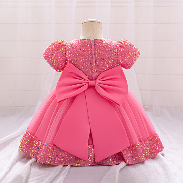 Girls Embellished Applique Net Balloon Dress