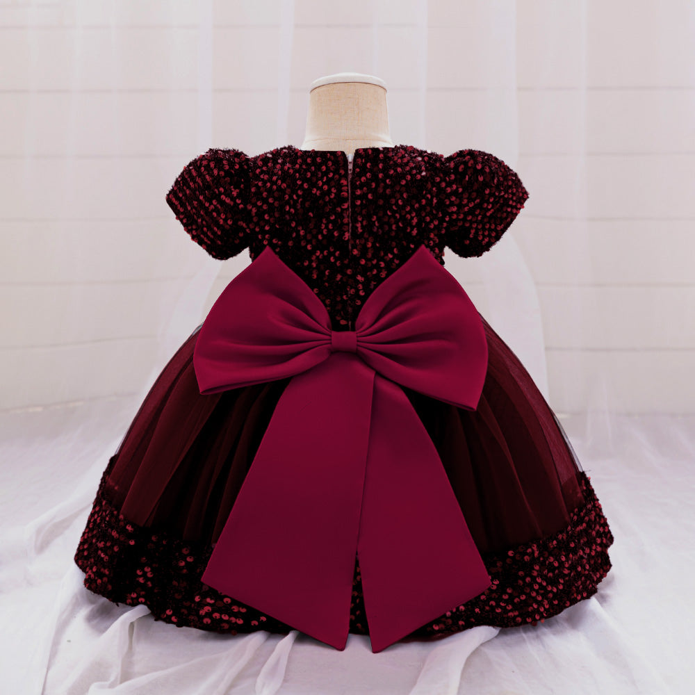 Girls Embellished Applique Balloon Dress