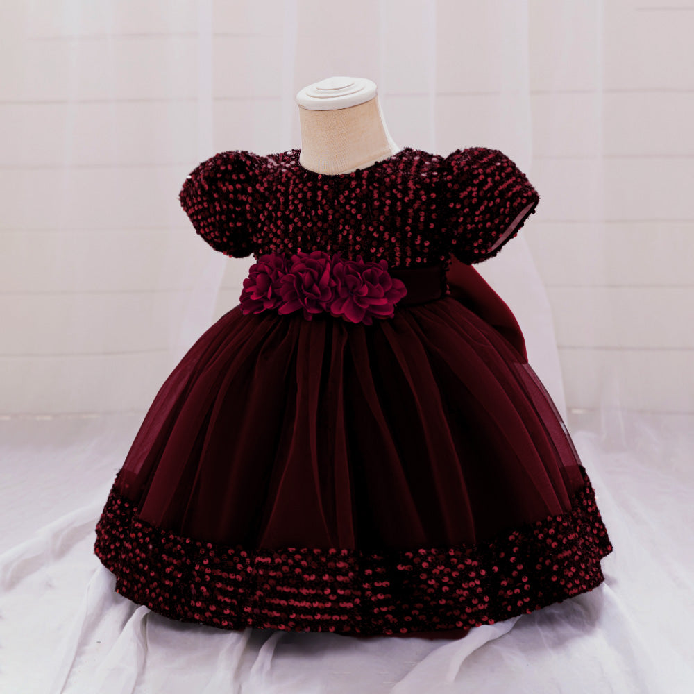 Girls Embellished Applique Balloon Dress