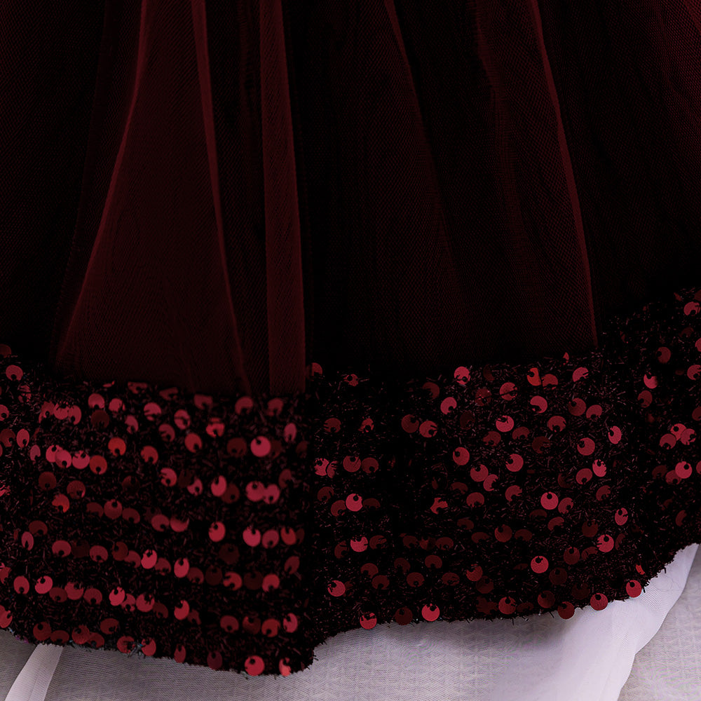 Girls Embellished Applique Balloon Dress
