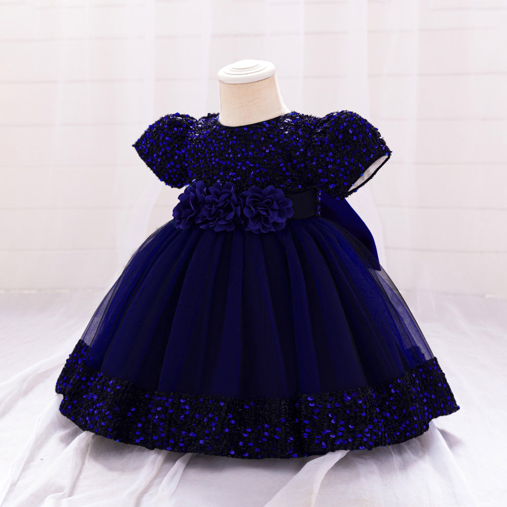 Embellished Applique Net Balloon Dress