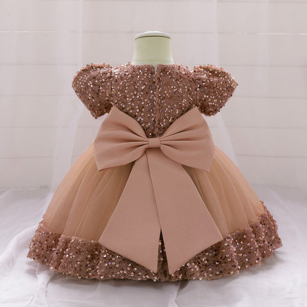 Embellished Applique Net Balloon Dress