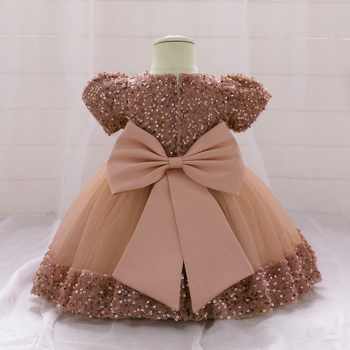Embellished Applique Net Balloon Dress