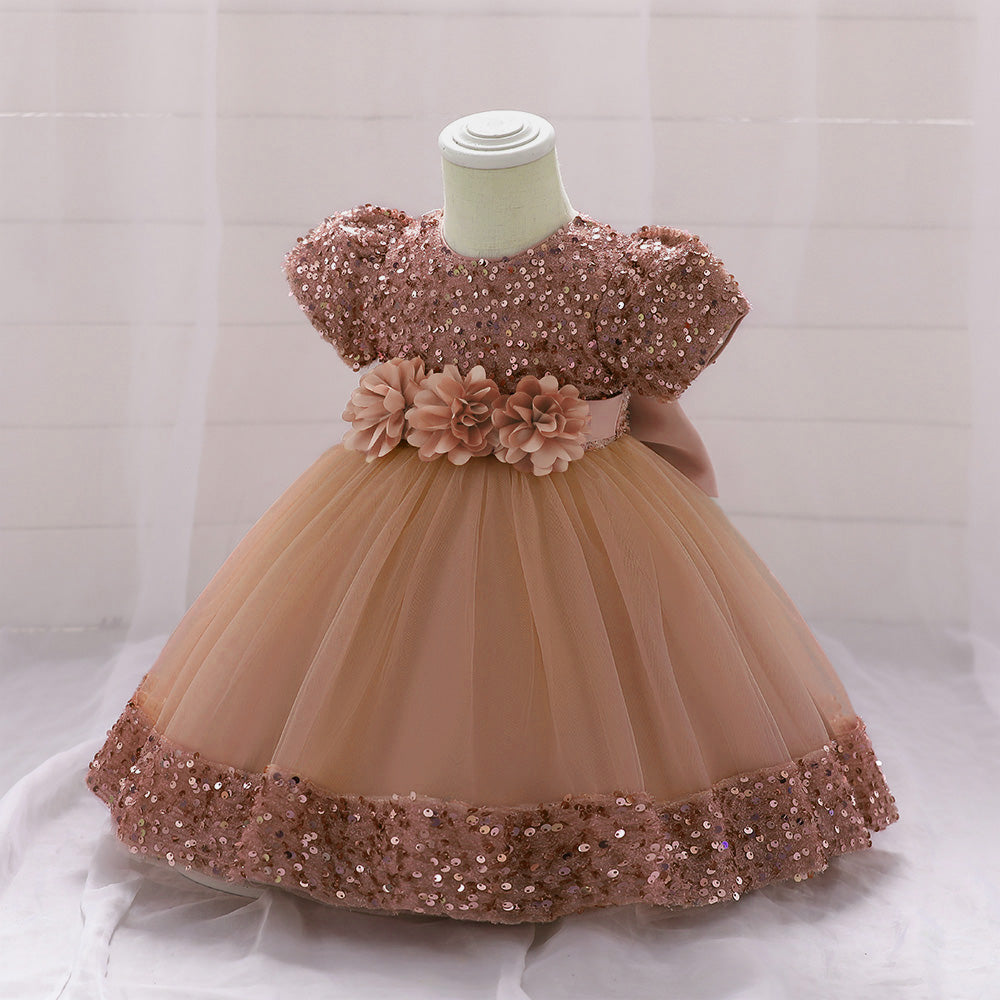 Embellished Applique Net Balloon Dress