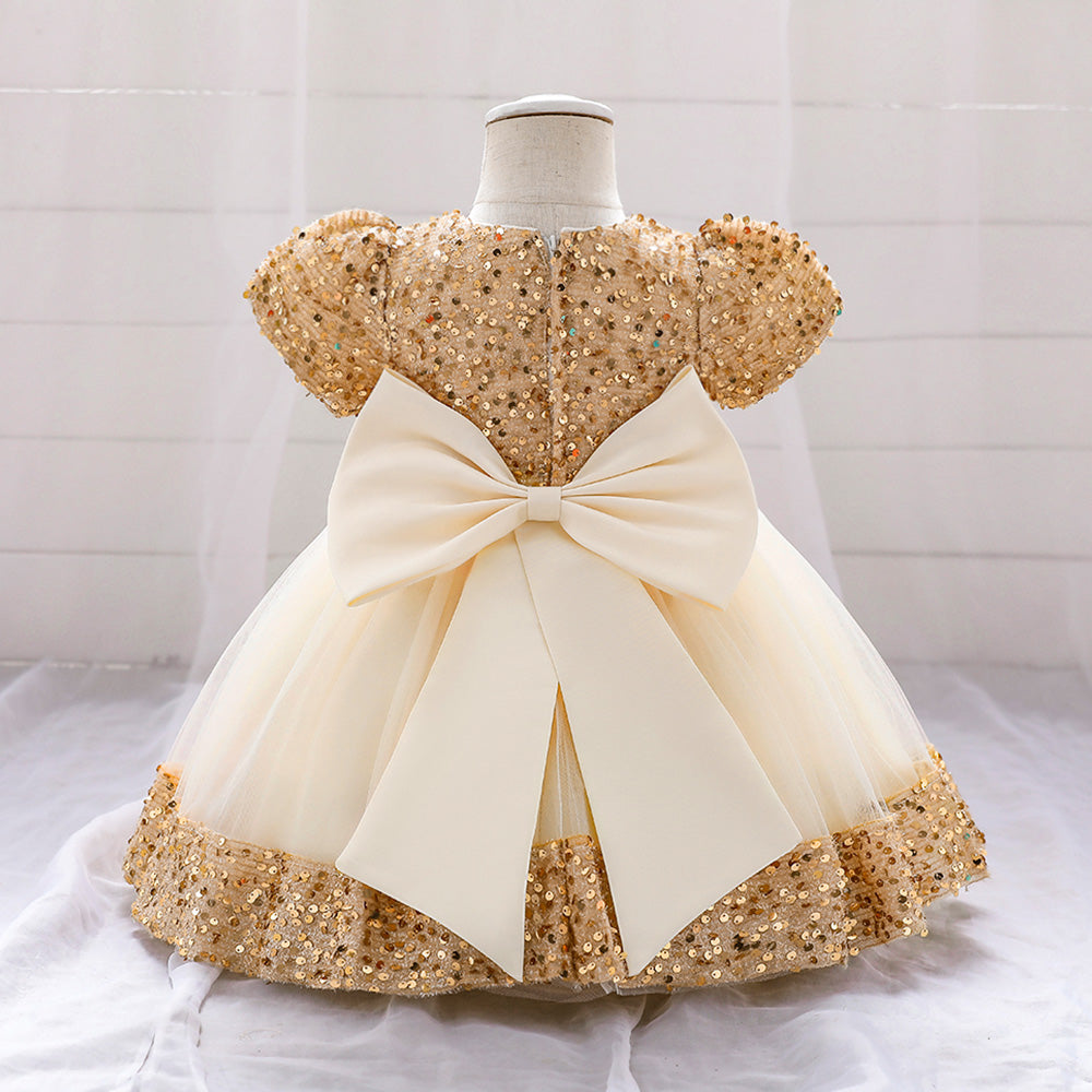 Girls Embellished Applique Balloon Dress