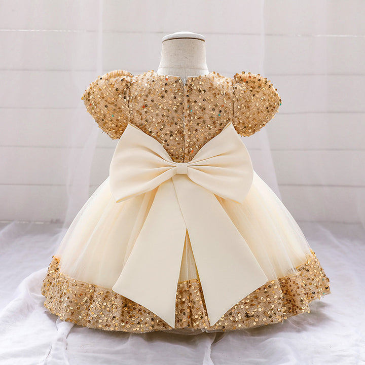 Girls Embellished Applique Balloon Dress