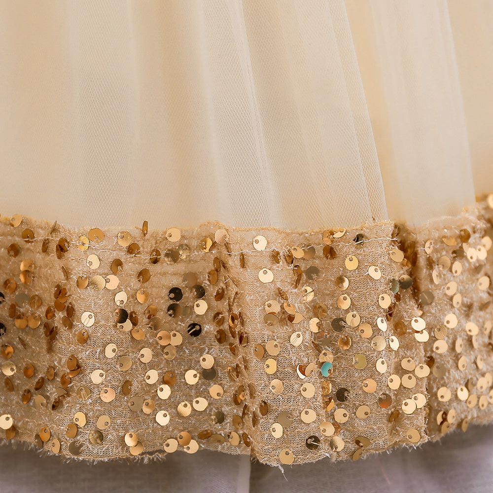 Girls Embellished Applique Balloon Dress