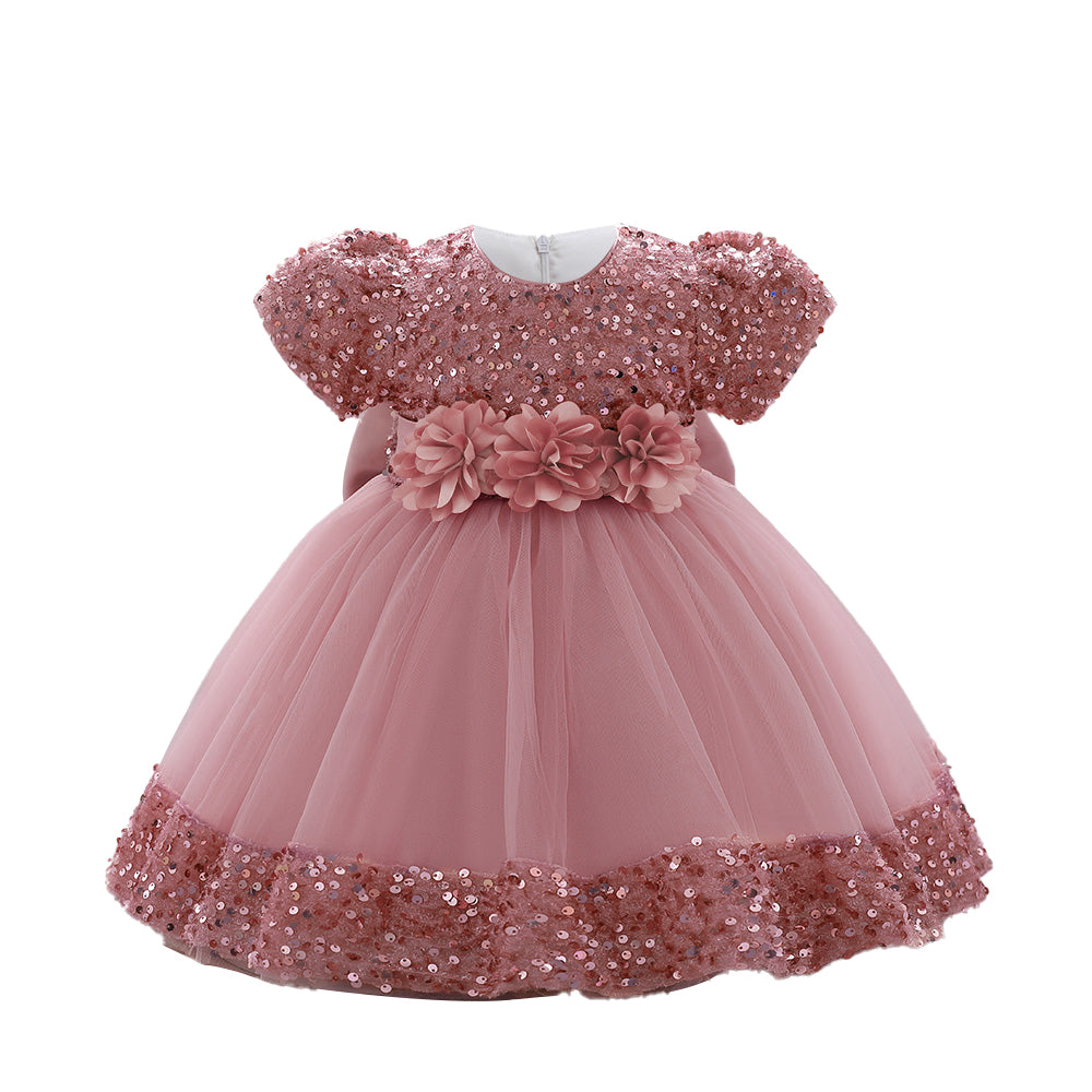 Girls Embellished Applique Balloon Dress