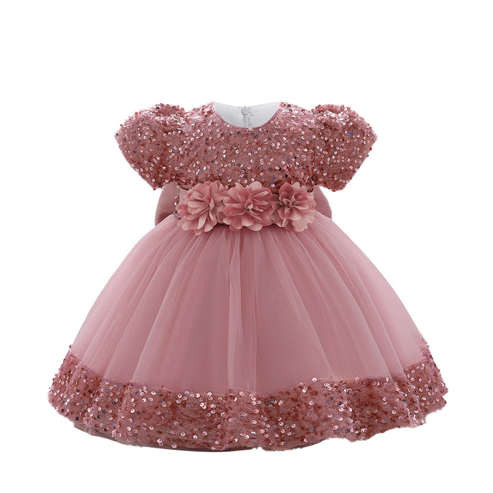Girls Embellished Applique Balloon Dress
