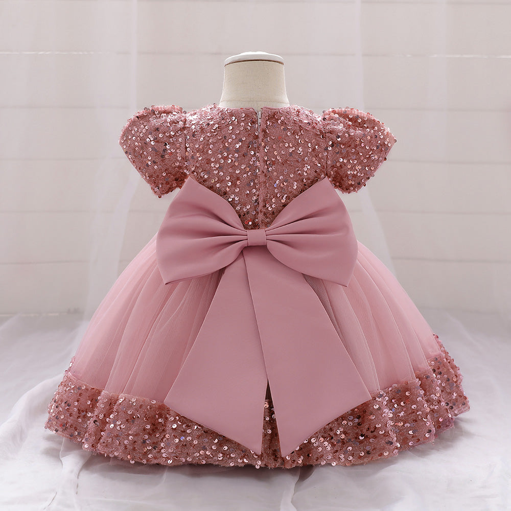 Girls Embellished Applique Balloon Dress