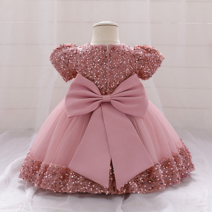 Girls Embellished Applique Balloon Dress