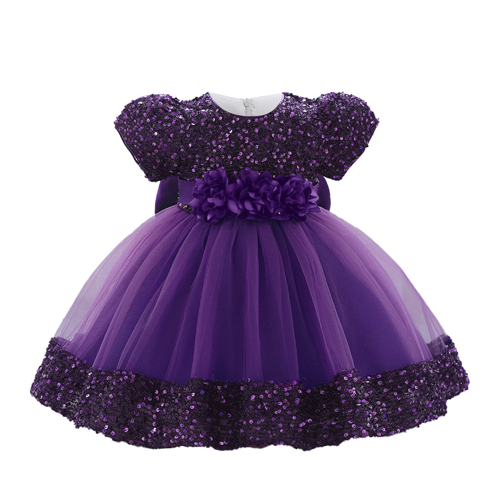 Embellished Applique Net Balloon Dress
