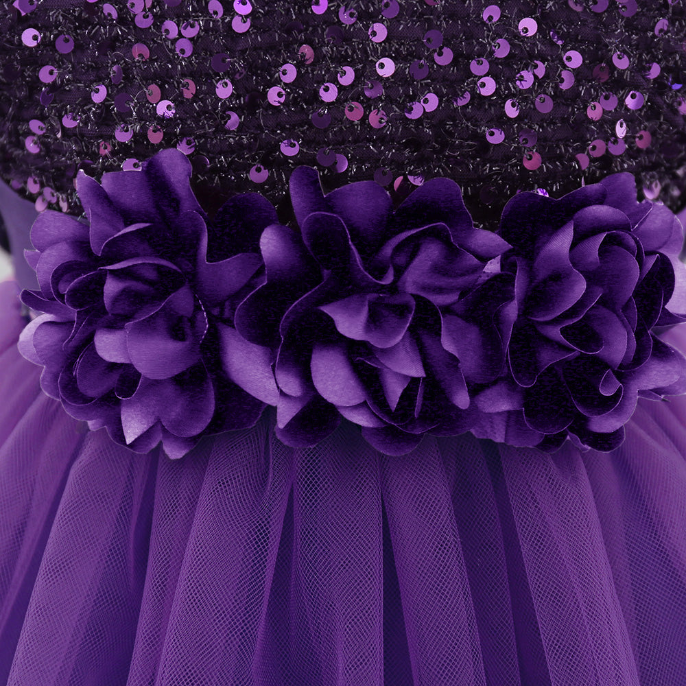 Embellished Applique Net Balloon Dress