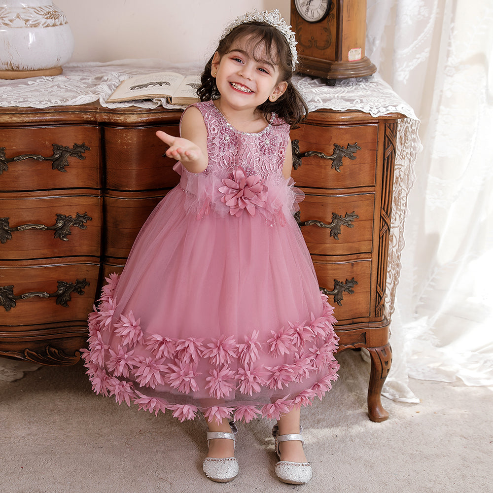 Pink Embellished Balloon Maxi Dress