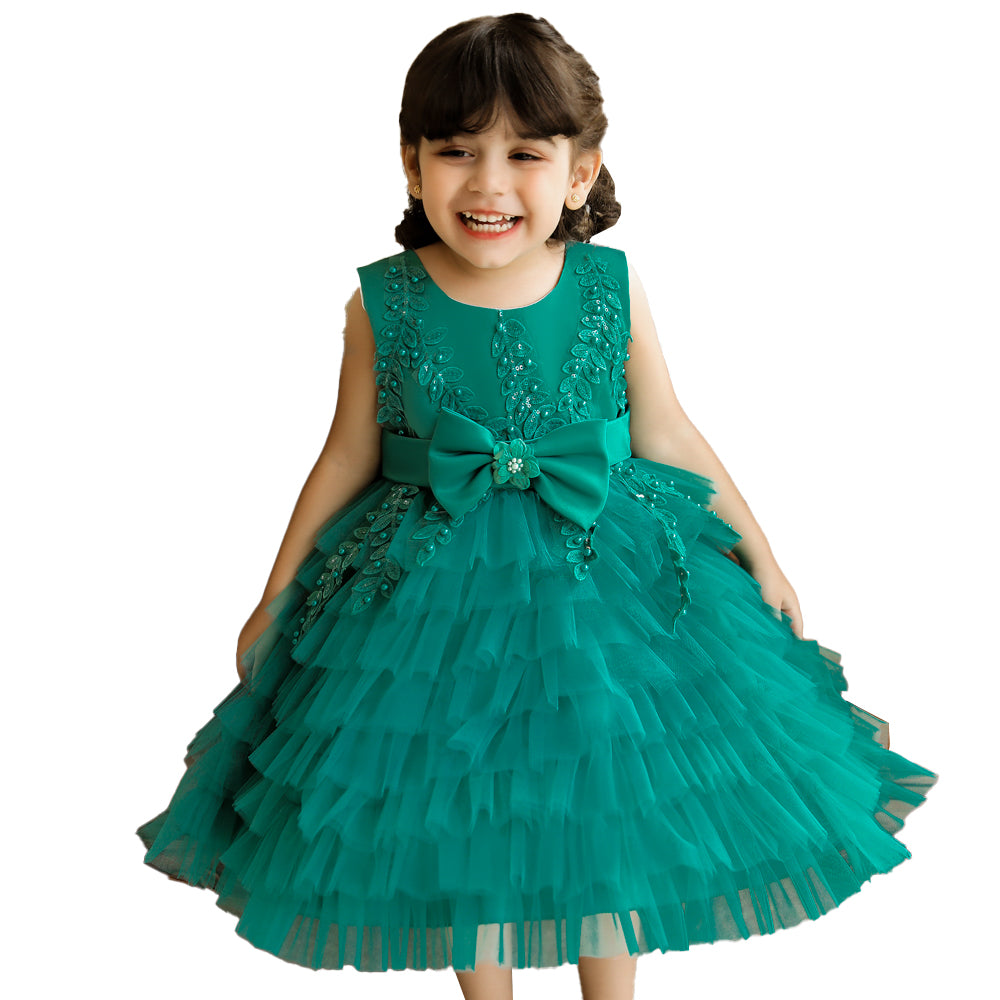 Green Embellished Fit & Flare Dress
