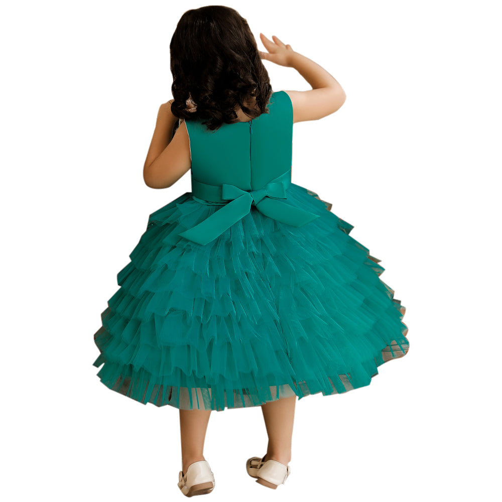Green Embellished Fit & Flare Dress