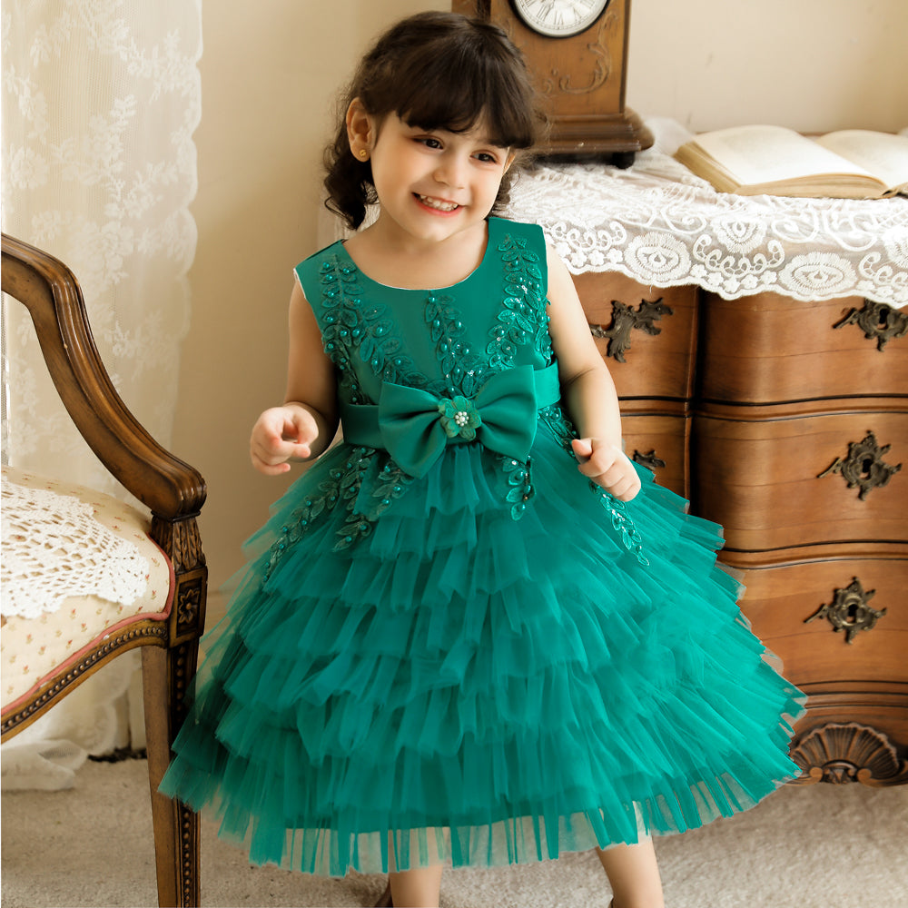 Green Embellished Fit & Flare Dress