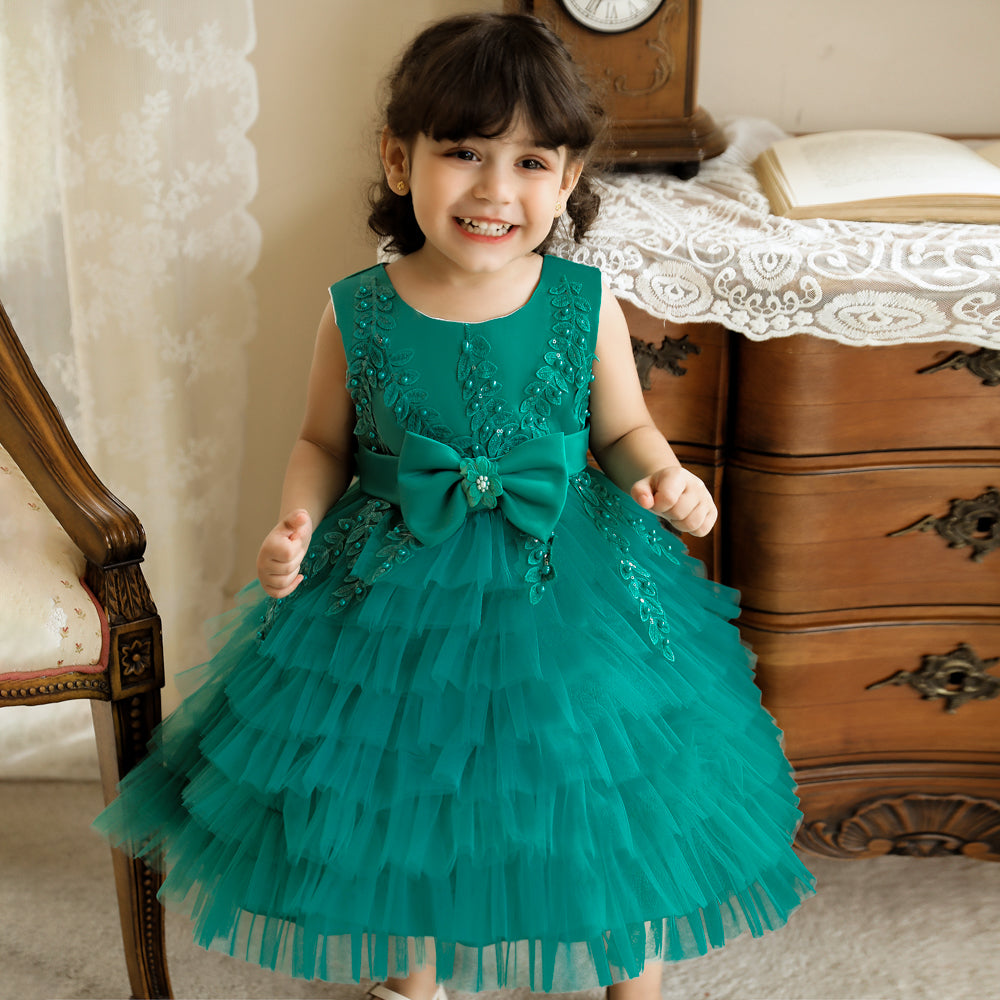 Green Embellished Fit & Flare Dress