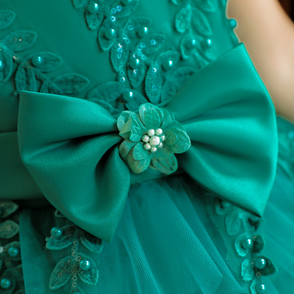 Green Embellished Fit & Flare Dress