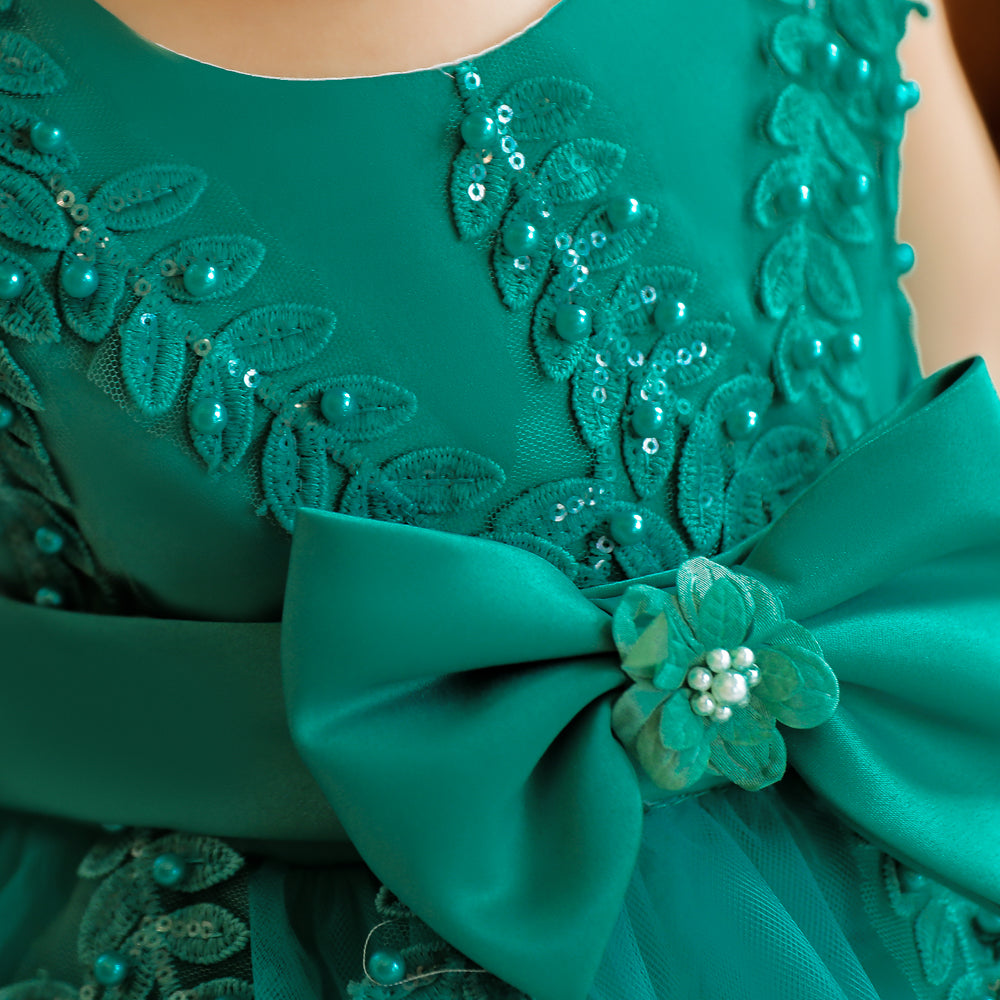 Green Embellished Fit & Flare Dress