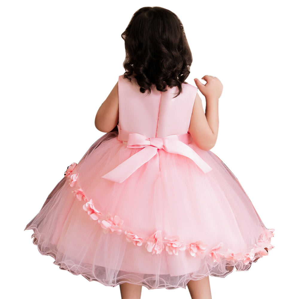 Pink & pale pink Embellished Embroidered Applique Fit & Flare Midi Dress