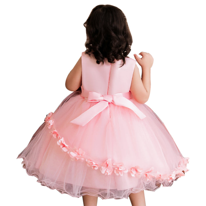 Pink & pale pink Embellished Embroidered Applique Fit & Flare Midi Dress