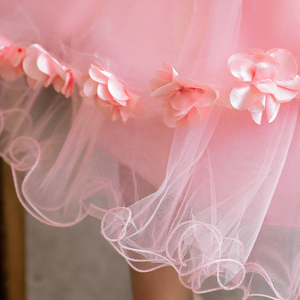 Pink & pale pink Embellished Embroidered Applique Fit & Flare Midi Dress